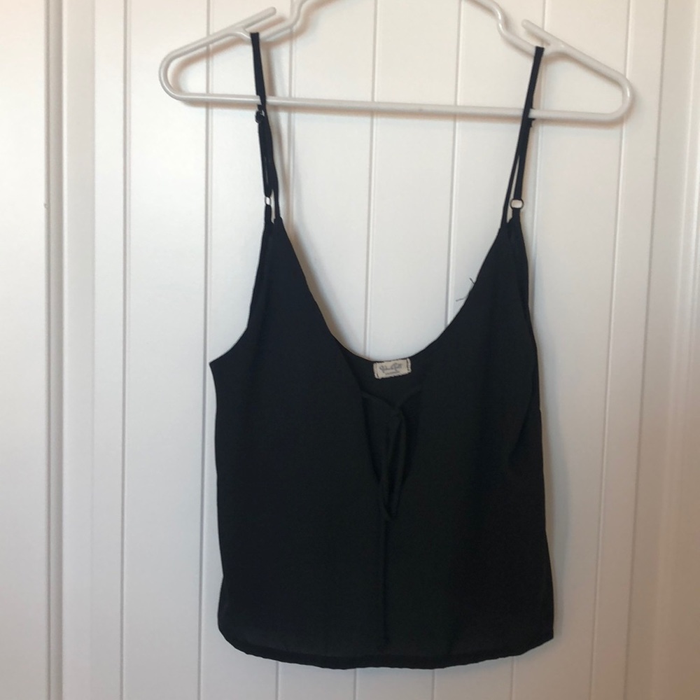 Black tank top with tie cutout